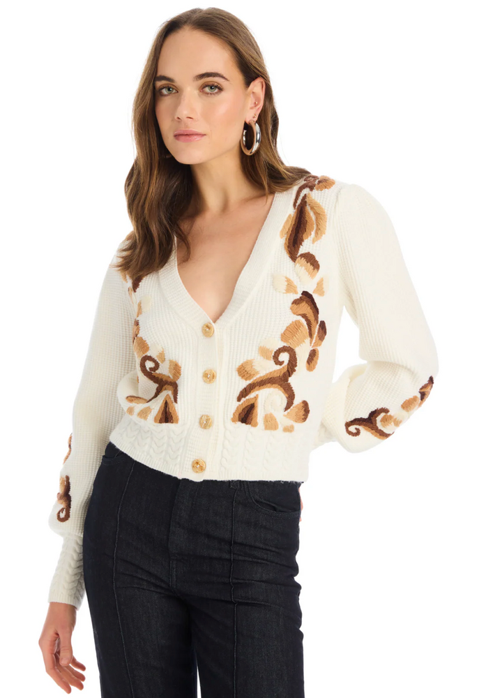 Piper Cardigan Ivory/Brown