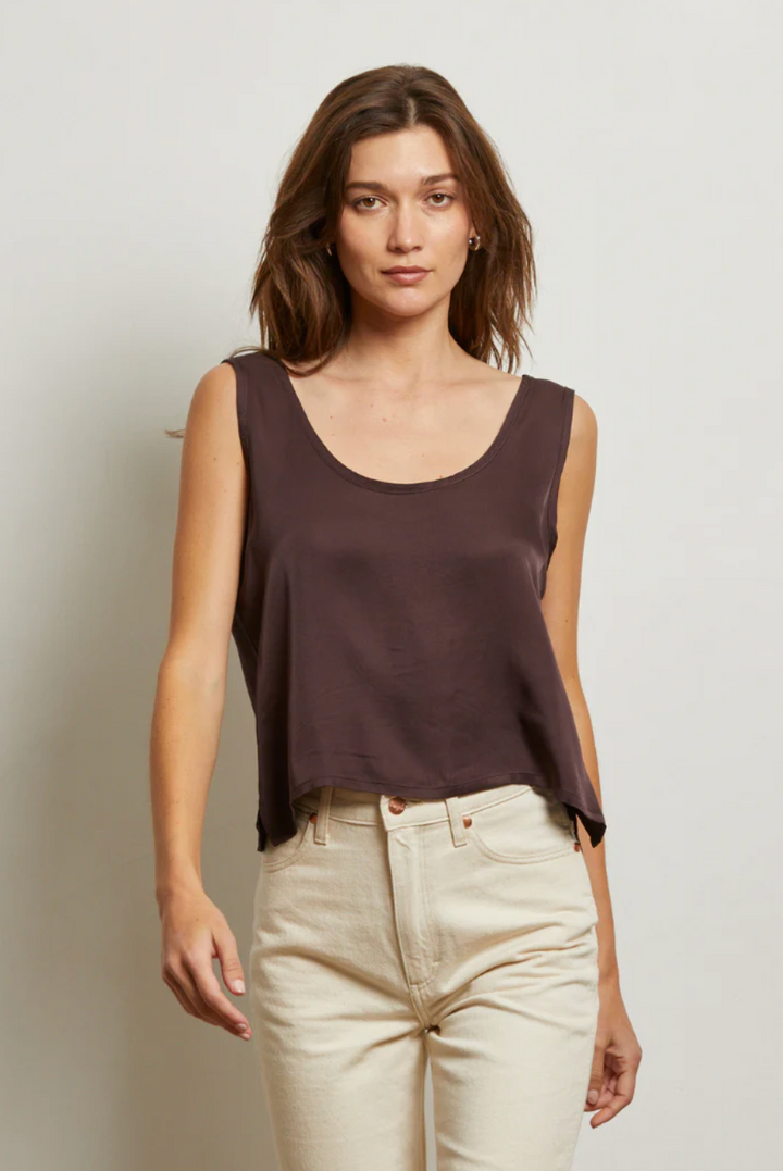 Silvie Satin Scoop Neck Tank