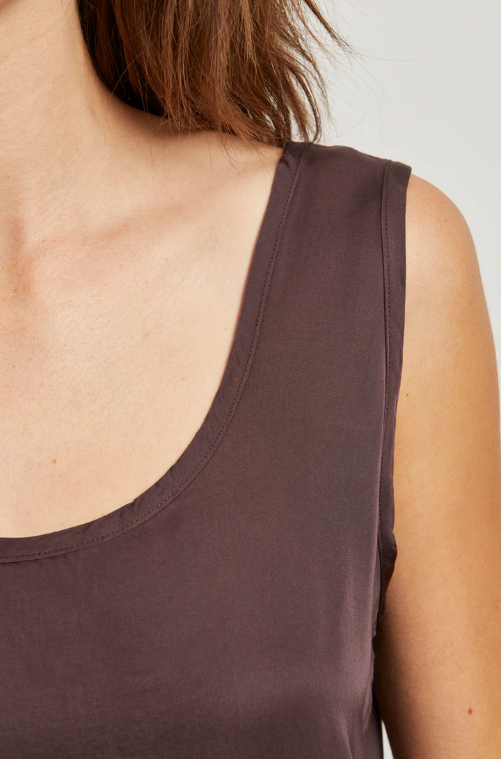 Silvie Satin Scoop Neck Tank