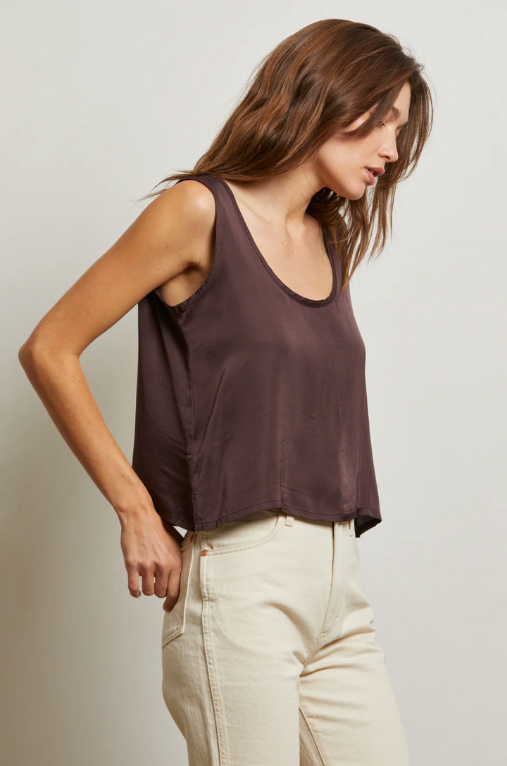 Silvie Satin Scoop Neck Tank