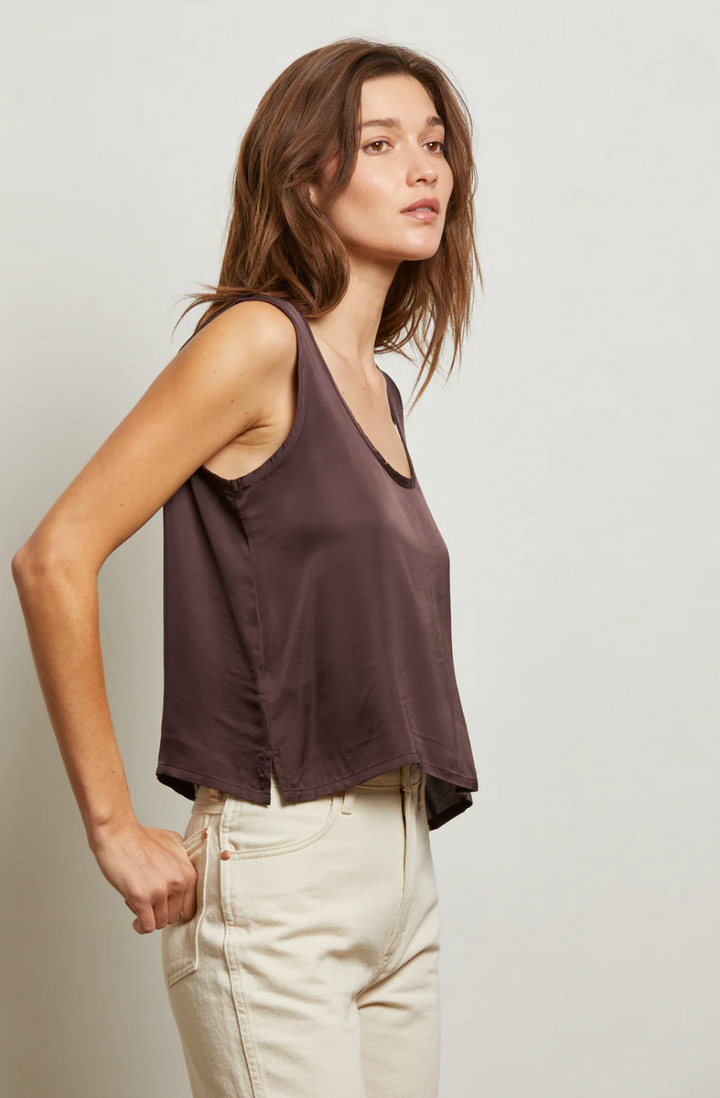 Silvie Satin Scoop Neck Tank