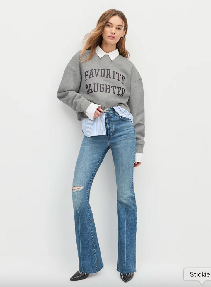 Cropped Collegiate Sweatshirt Heather Grey/Burgundy