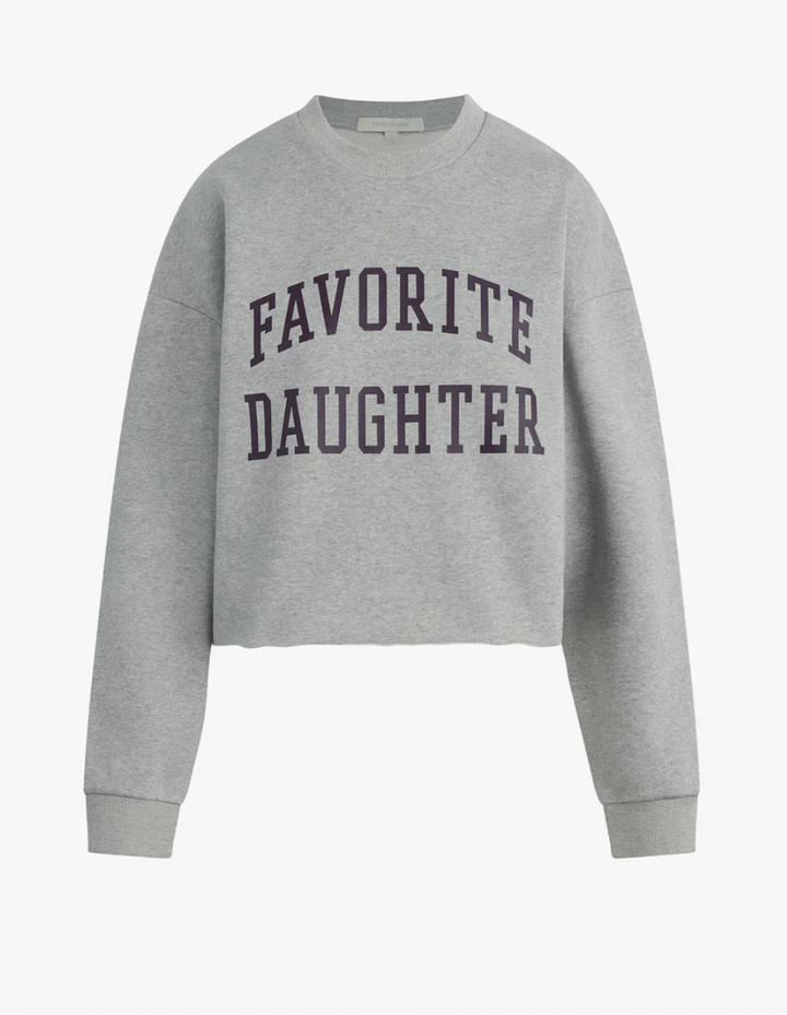 Cropped Collegiate Sweatshirt Heather Grey/Burgundy