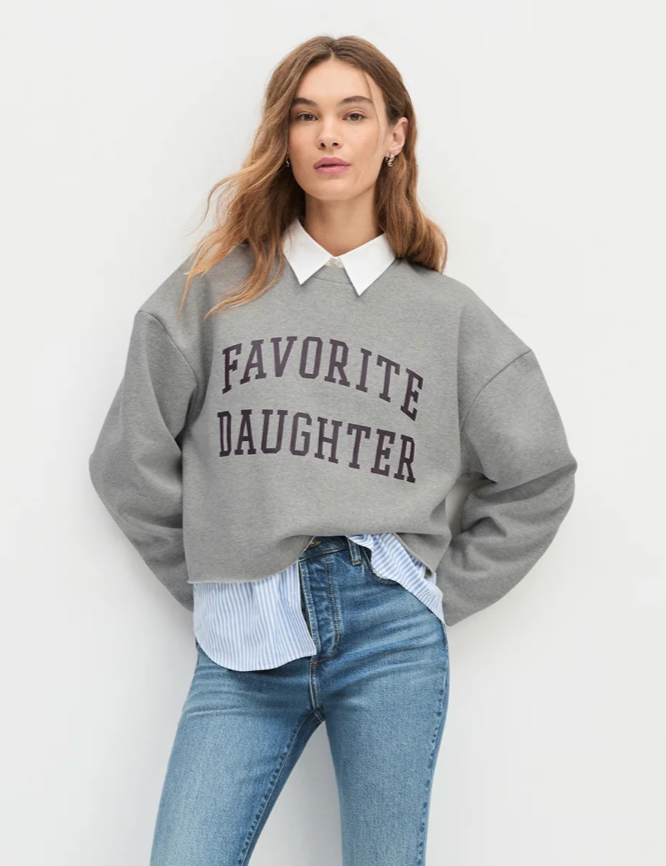 Cropped Collegiate Sweatshirt Heather Grey/Burgundy