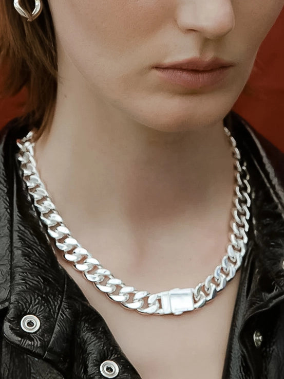 Will 18K Gold Non-Tarnish Classic Bold Chain Necklace Silver