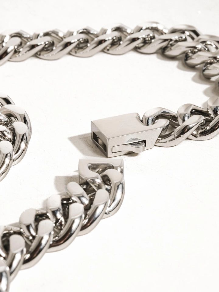 Will 18K Gold Non-Tarnish Classic Bold Chain Necklace Silver