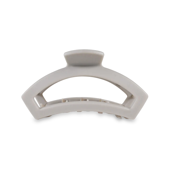 Open Hair Clip Medium Silver Flames