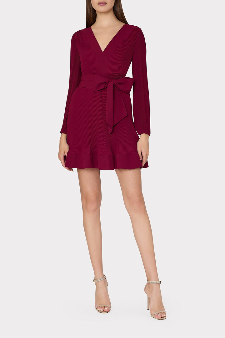 Liv Solid Pleat Dress Wine