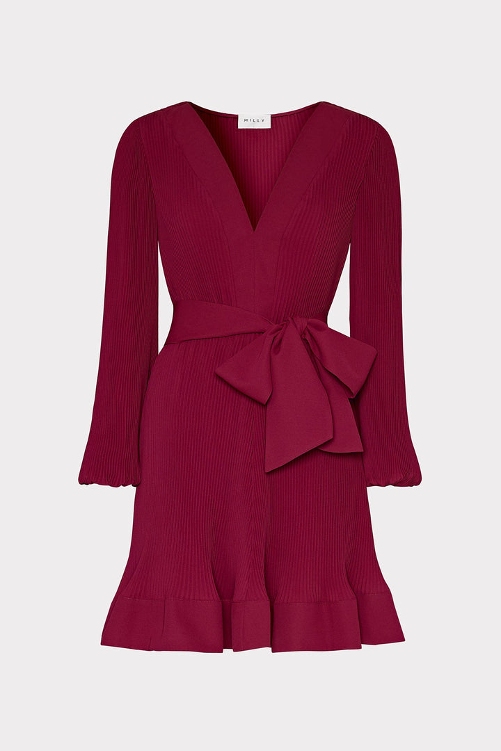Liv Solid Pleat Dress Wine