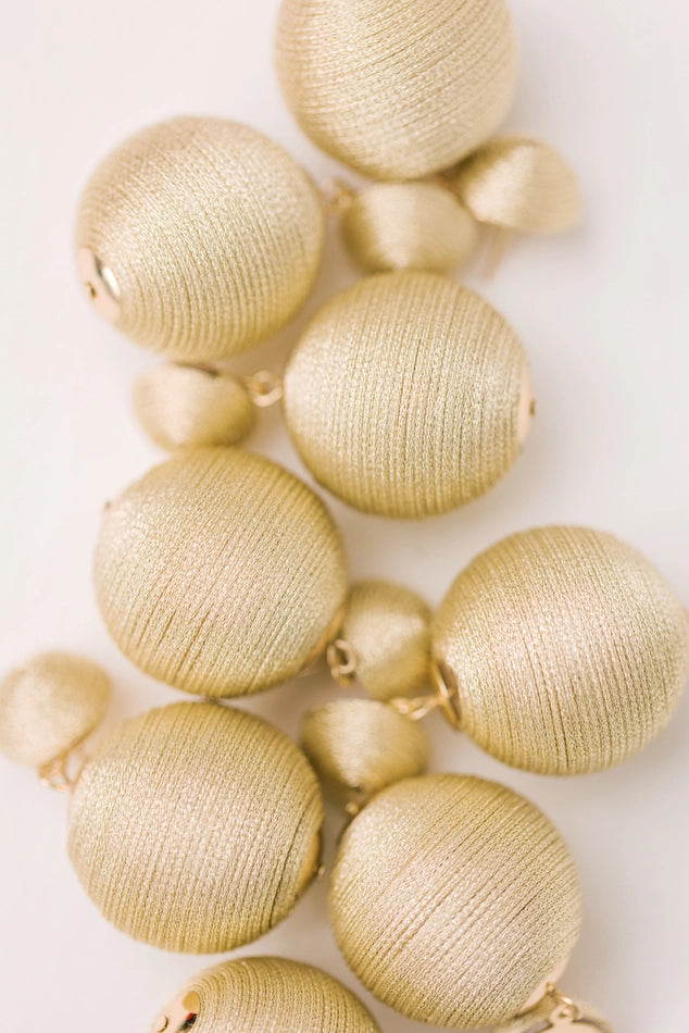 Gold Metallic Lido Statement Pom Pom Earrings