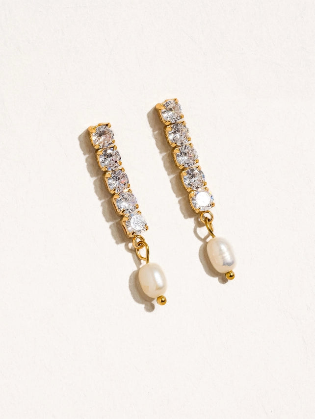 Anton 18K Gold Non-Tarnish Cz Pearl Drop Earring