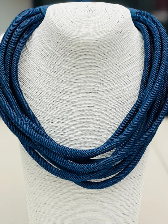 Original Slub 8 Strand Necklace Navy
