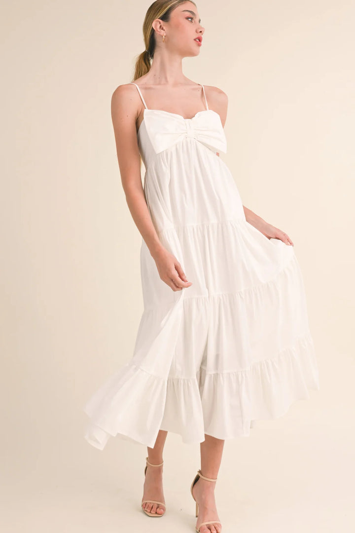 Solid Maxi Bow Dress Ivory