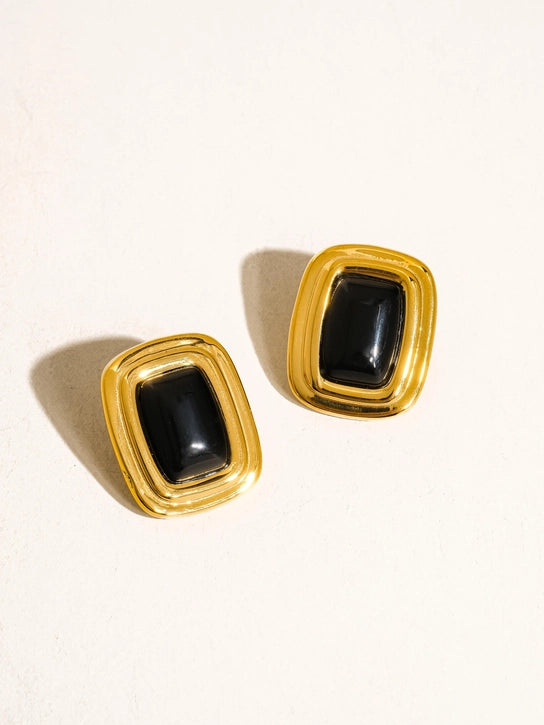 Petra 18K Gold Non-Tarnish Earring Black
