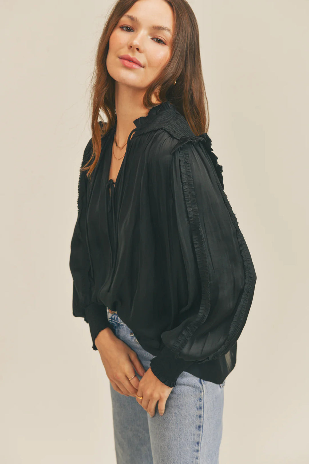 Karissa Ruffle Blouse Black