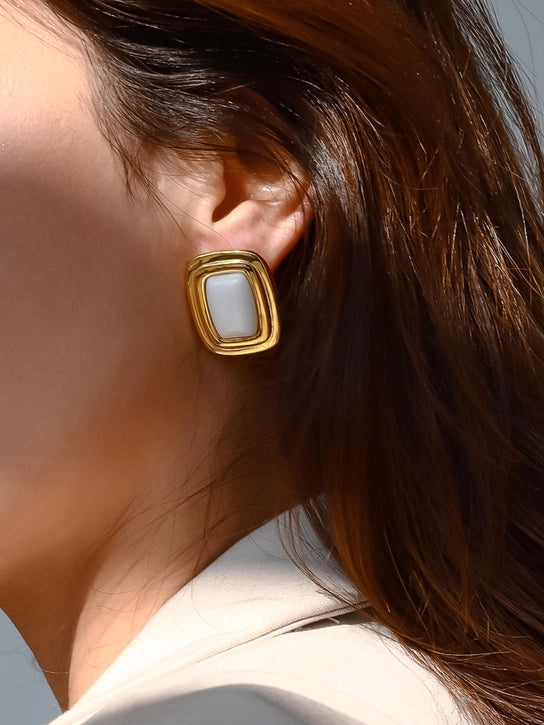 Petra 18K Gold Non-Tarnish Earring White