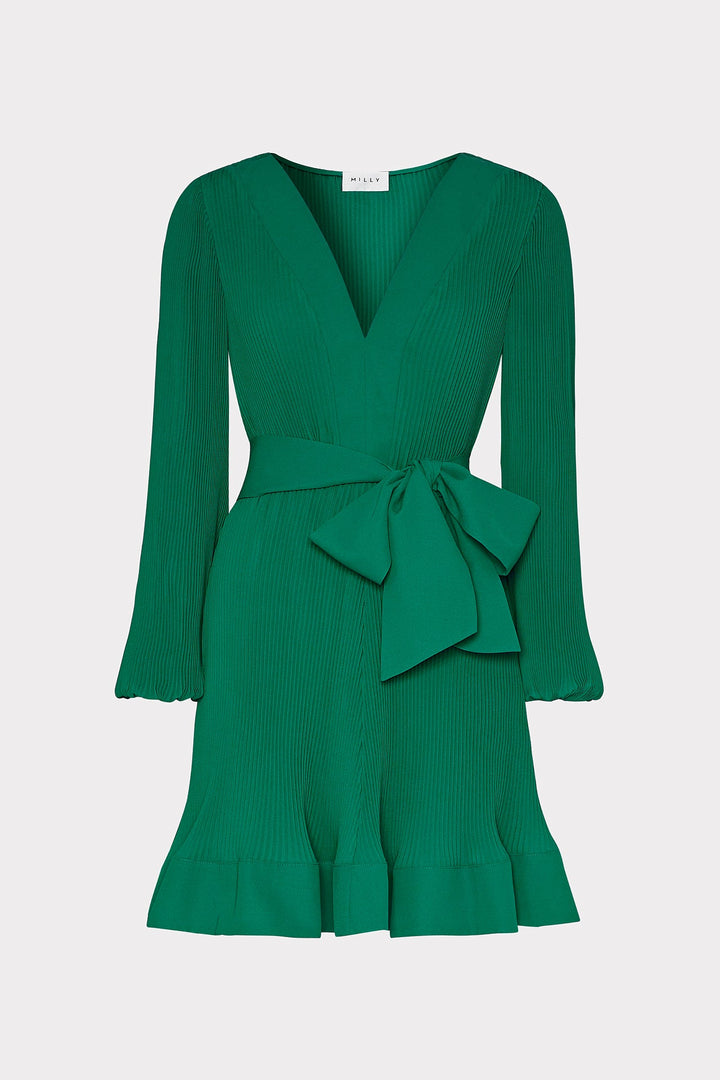 Liv Solid Pleat Dress Dark Forest