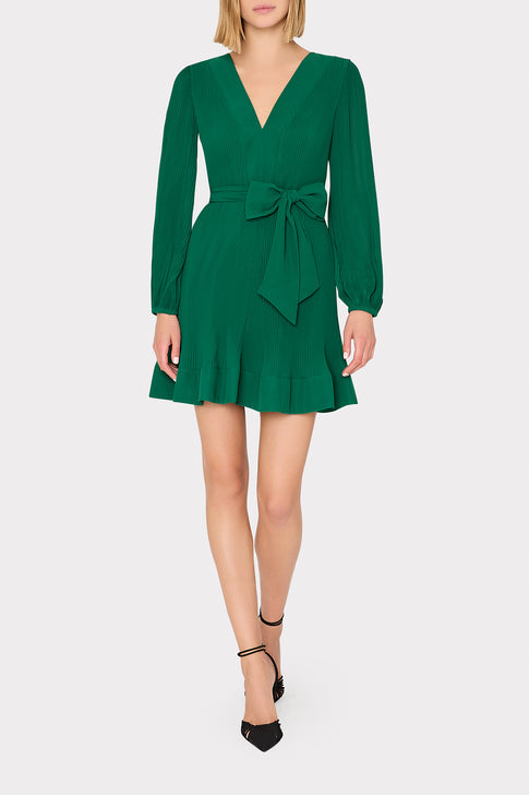 Liv Solid Pleat Dress Dark Forest