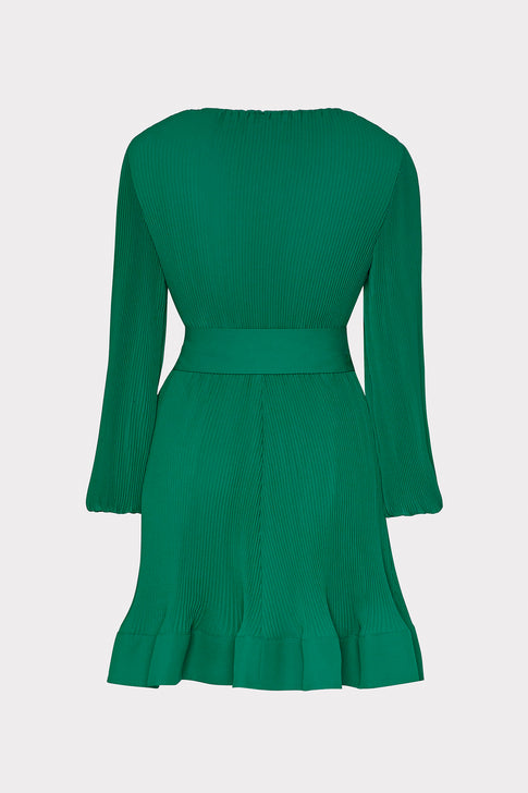 Liv Solid Pleat Dress Dark Forest