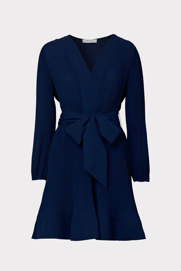 Liv Solid Pleat Dress Navy