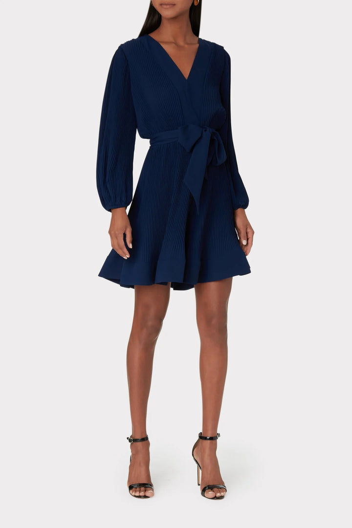 Liv Solid Pleat Dress Navy