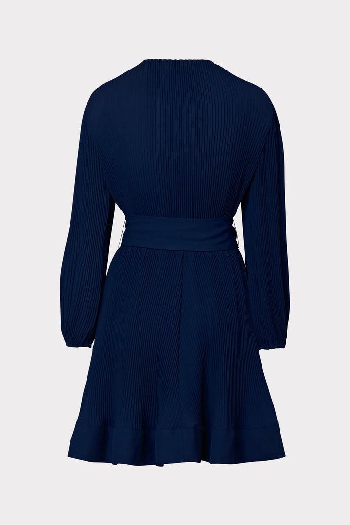 Liv Solid Pleat Dress Navy
