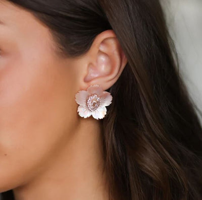 Large Cherry Blossom Pearl Studs