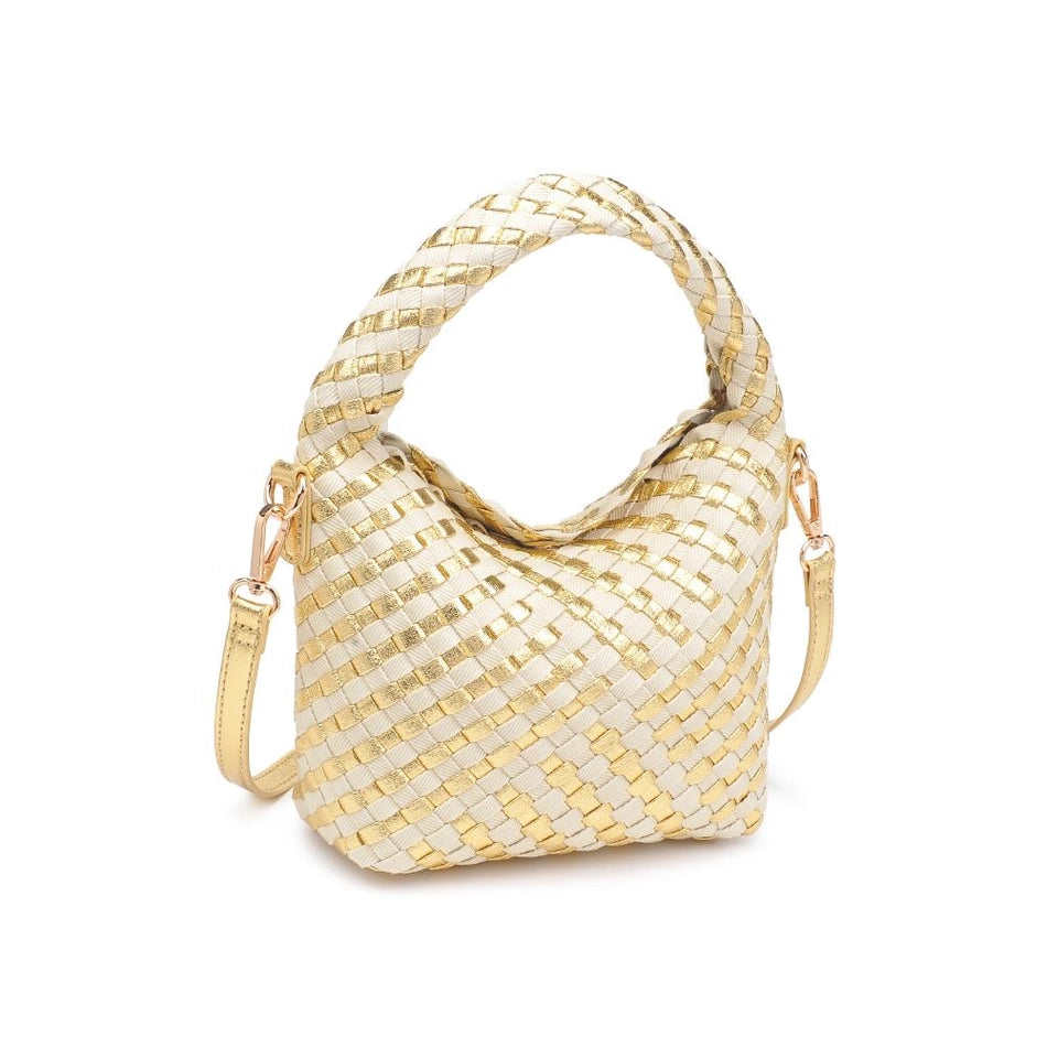 Jessamine Woven Mixed Material Crossbody Gold Ivory