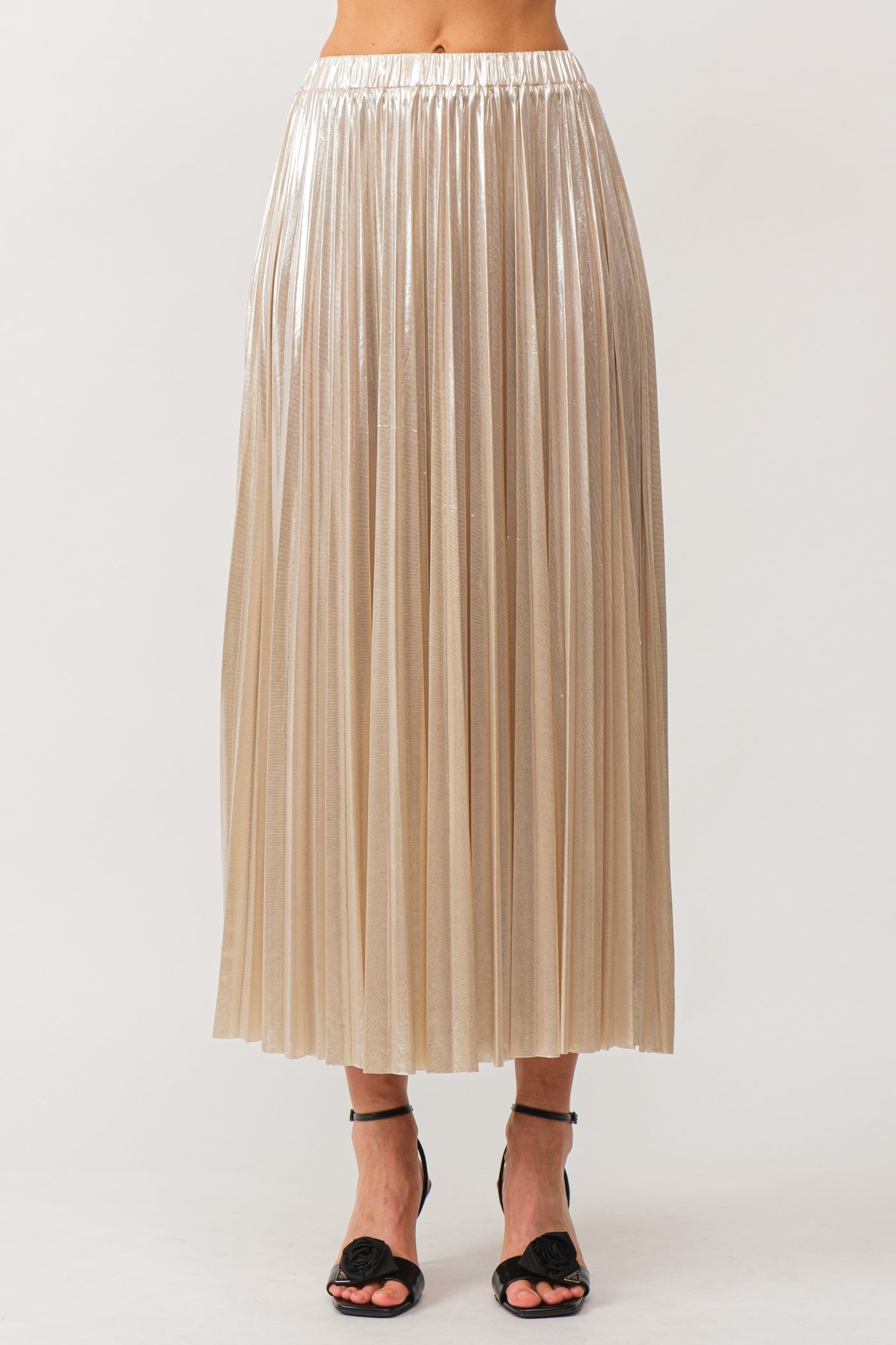 Alessandra Pleated Skirt Champagne