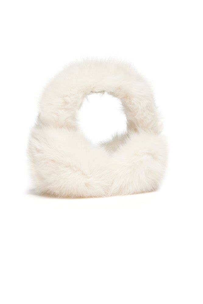 Faux Long Hair Fur Earmuffs Ivory