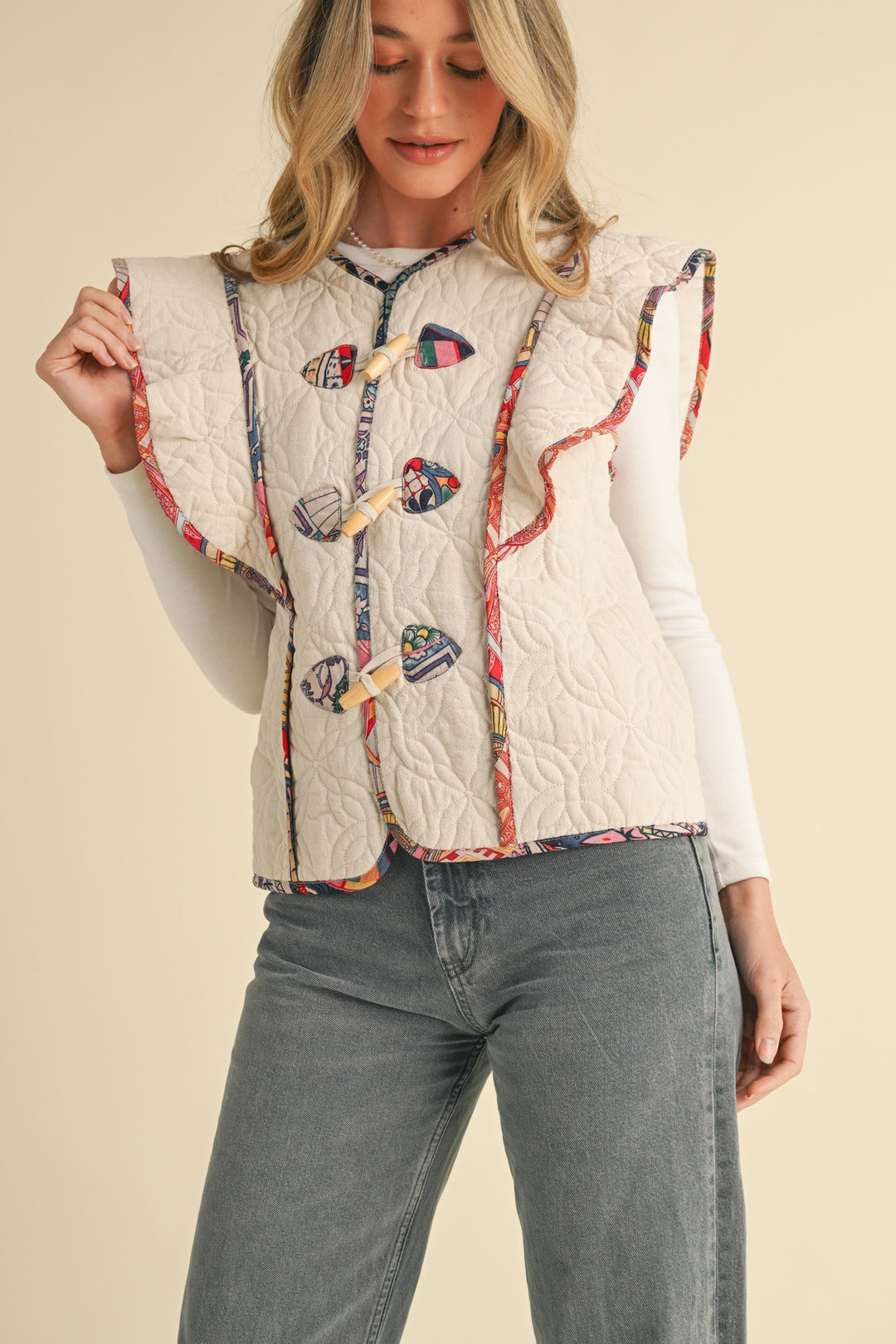 Flutter Sleeve Quilted Vest