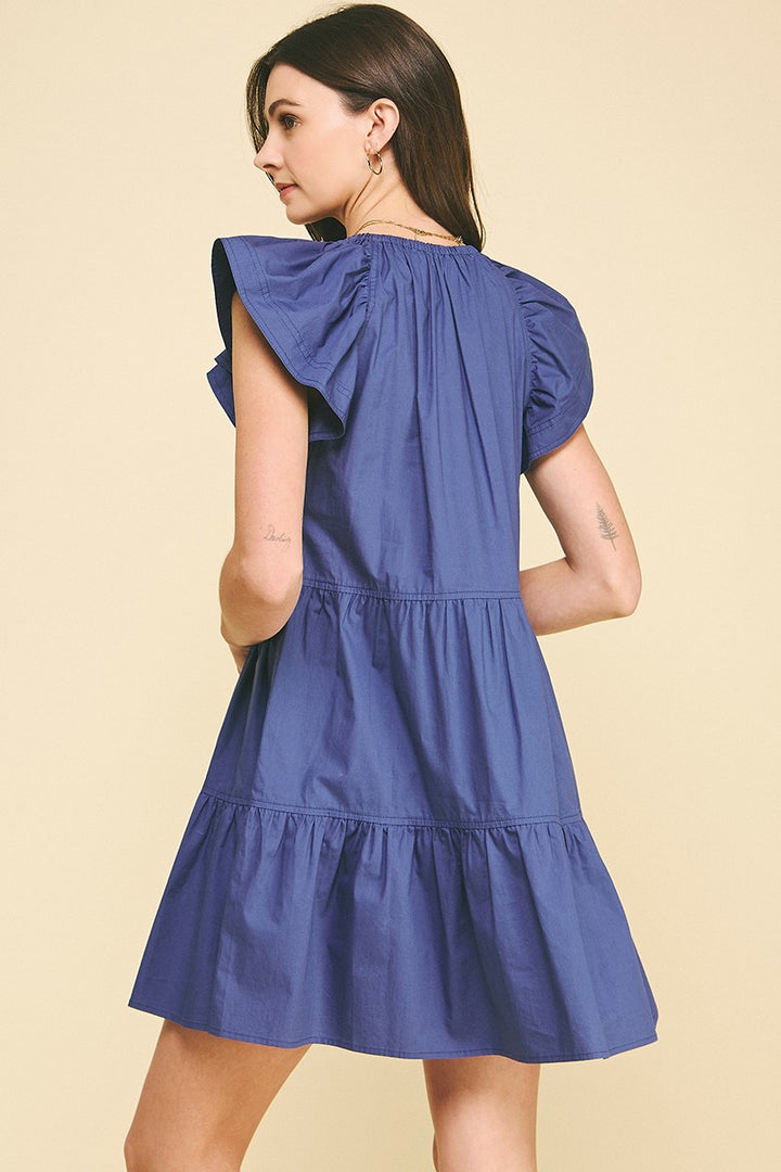 Tie Detailed Tiered Mini Dress