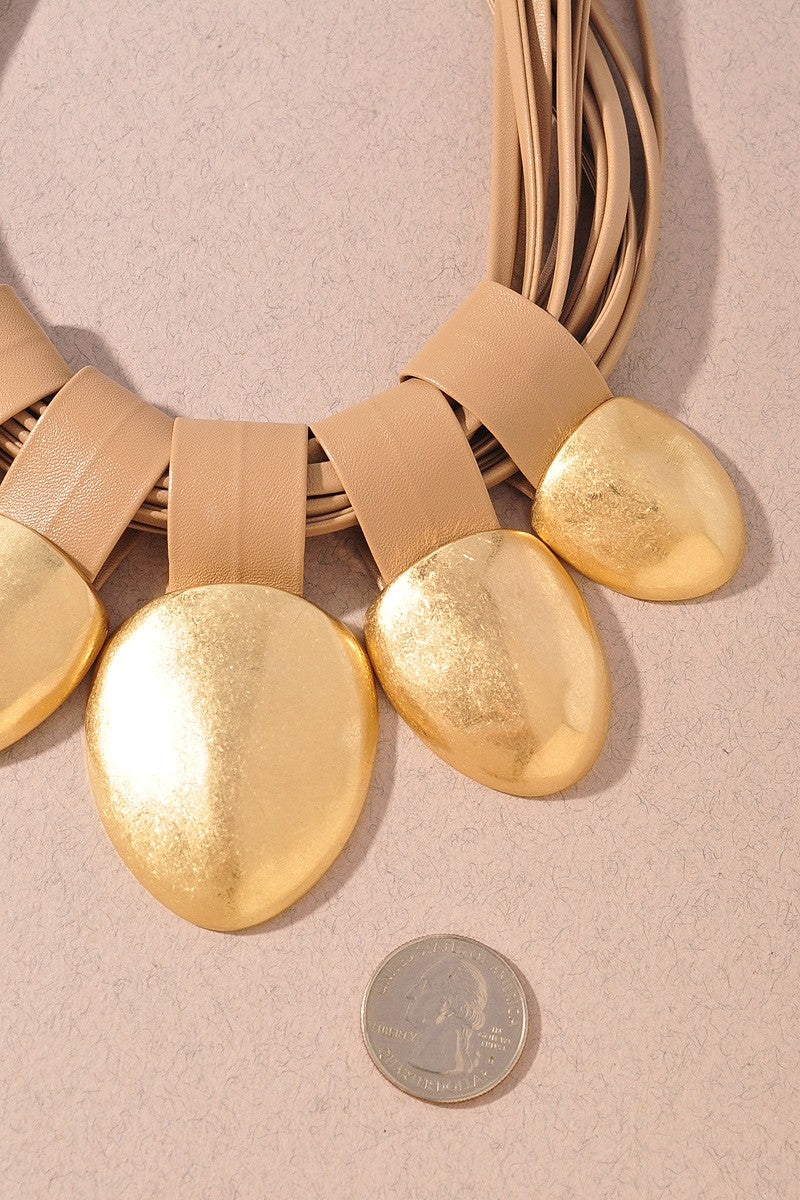 Leather Cord Statement Necklace