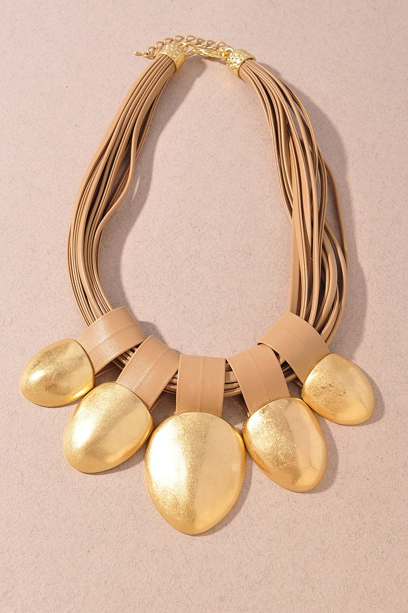 Leather Cord Statement Necklace