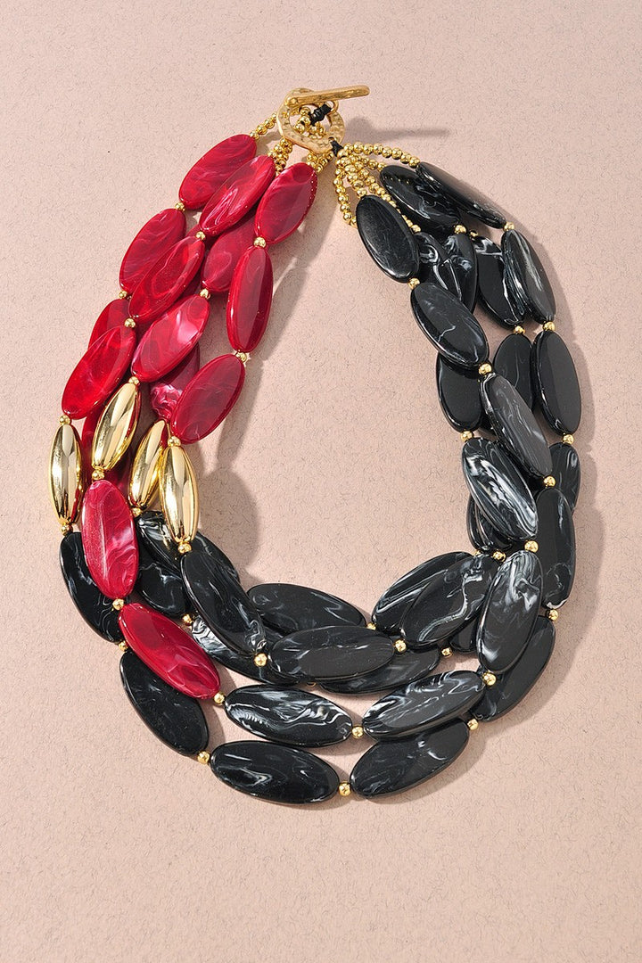Resin Bead Multi Strand Layered Necklace