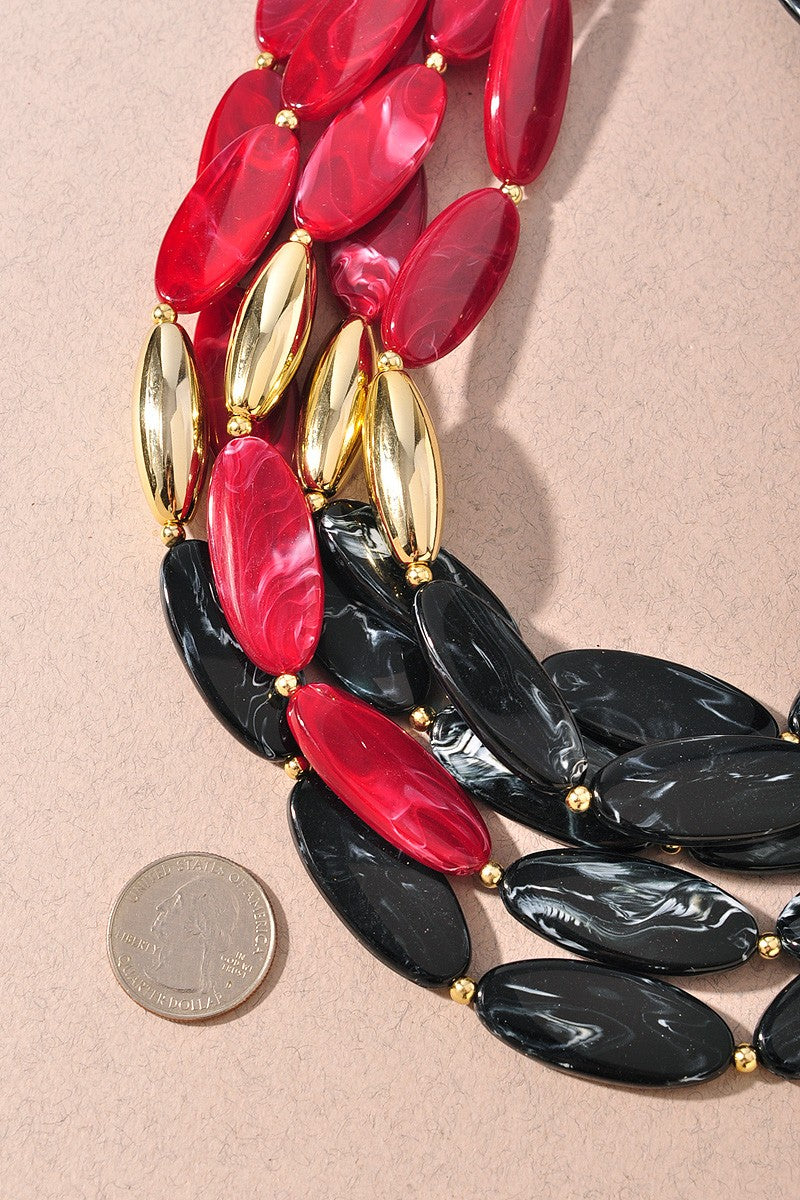 Resin Bead Multi Strand Layered Necklace