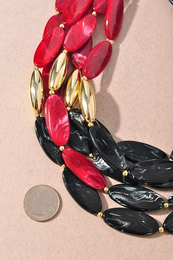 Resin Bead Multi Strand Layered Necklace