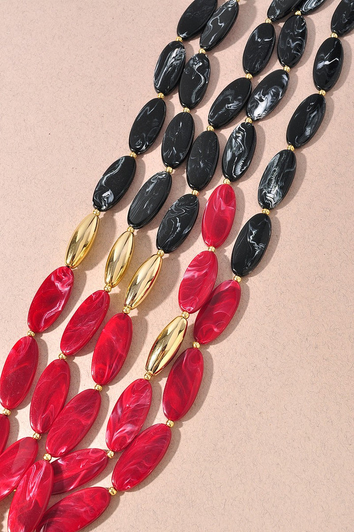 Resin Bead Multi Strand Layered Necklace