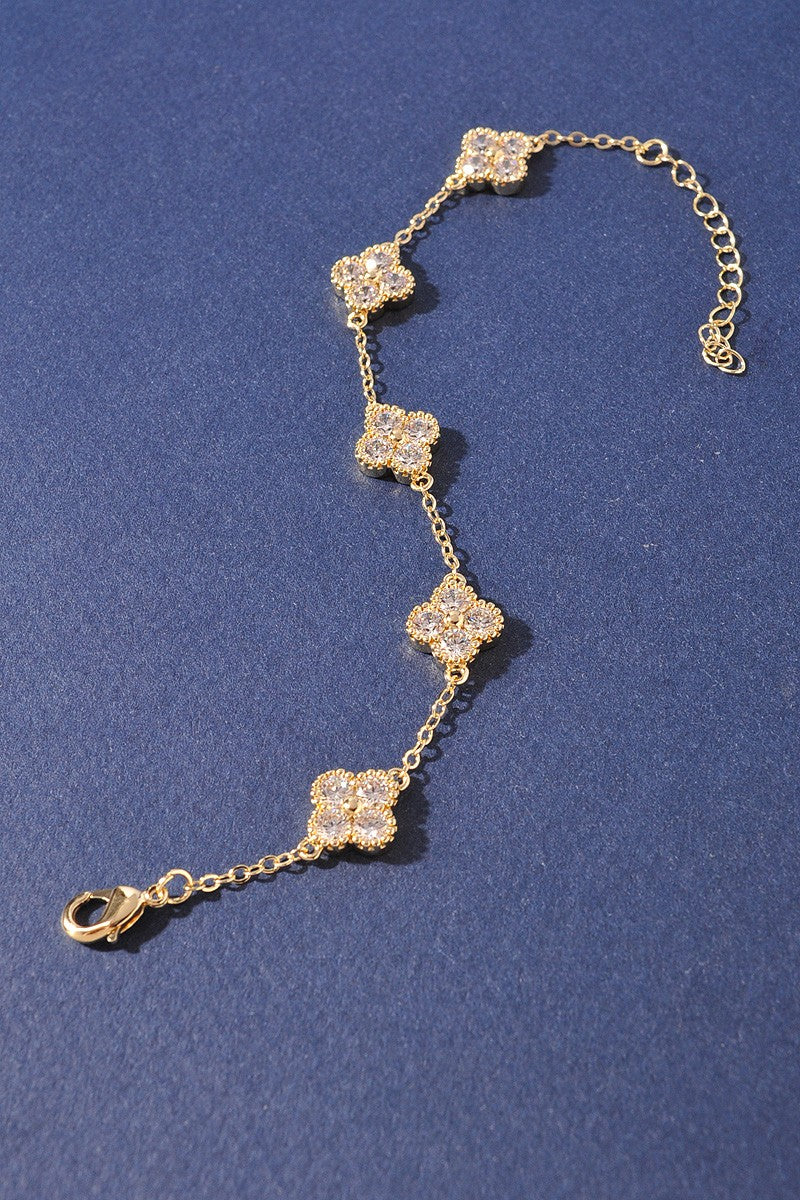 Bejeweled Clover Chain Bracelet