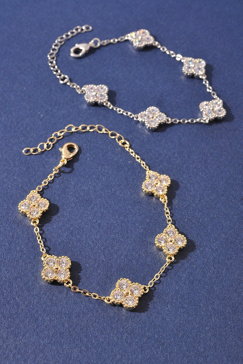 Bejeweled Clover Chain Bracelet