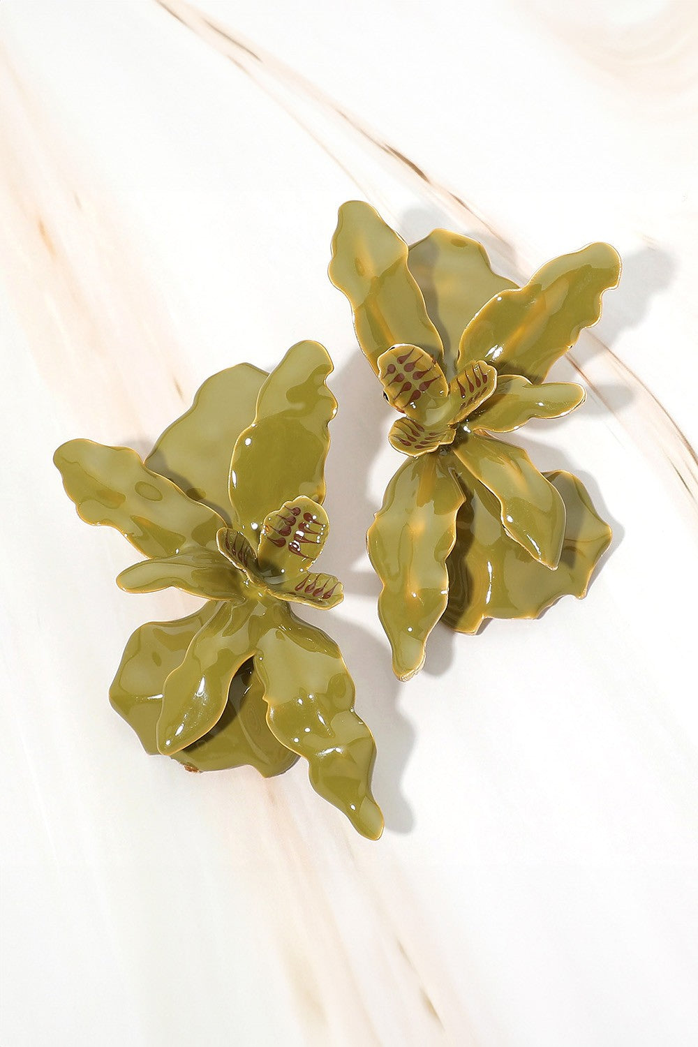 Orchid Petal Statement Earrings Green