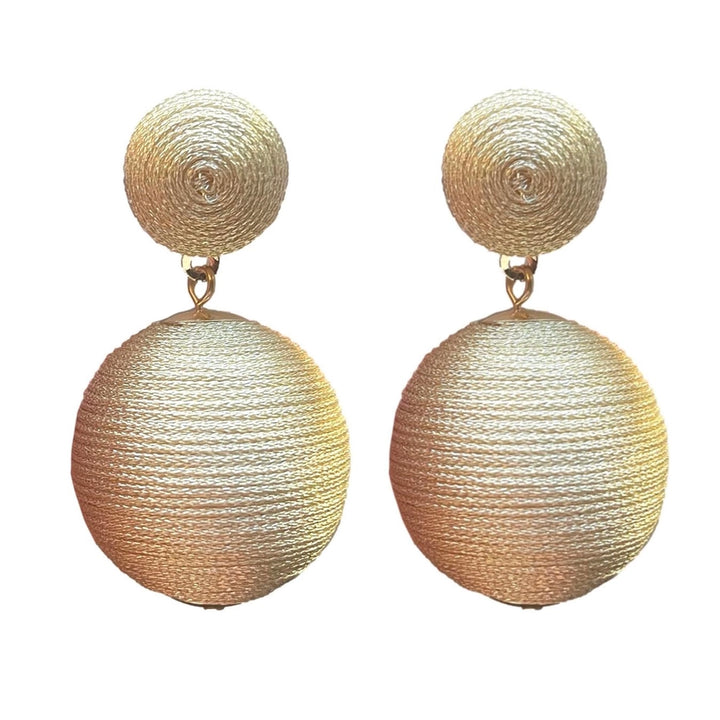 Gold Metallic Lido Statement Pom Pom Earrings