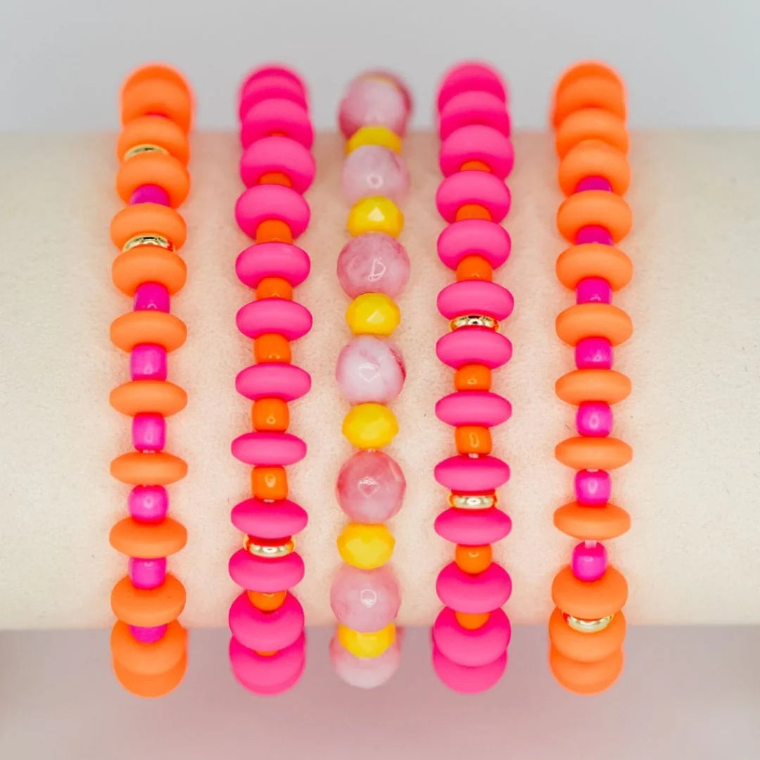 Calypso Stack (5 Bracelets Pink)
