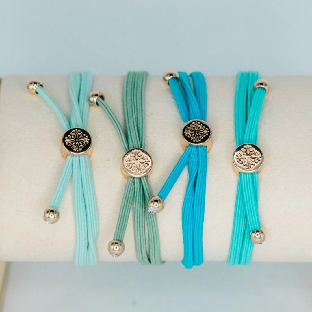 Skinny Hair Tie Set Caribbean Blue
