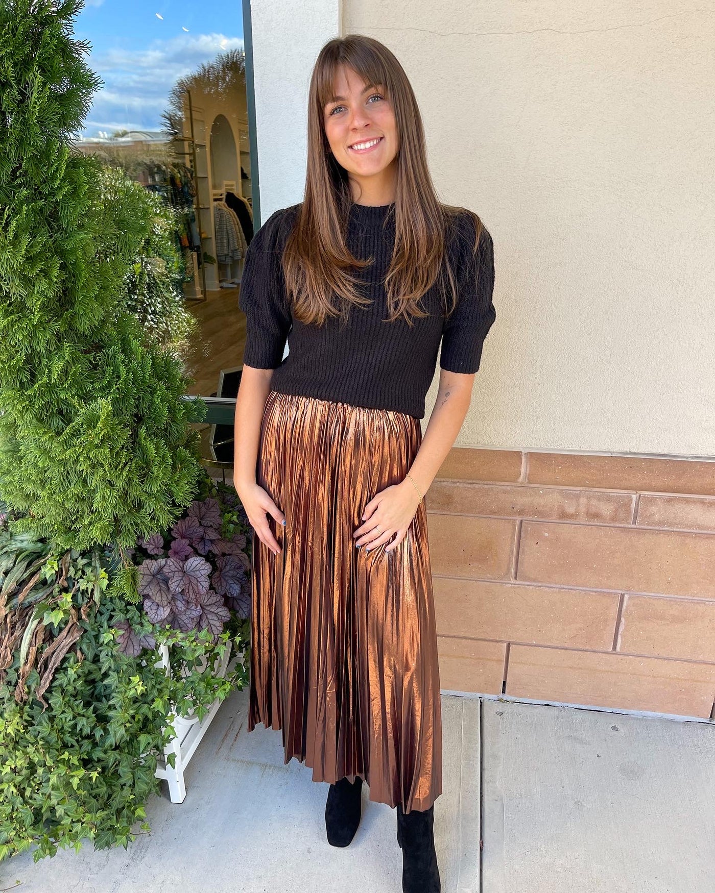 Alessandra Pleated Skirt Brown