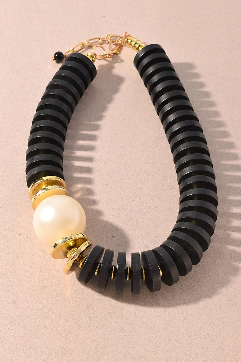 Wood Woodley Statement Necklace Black