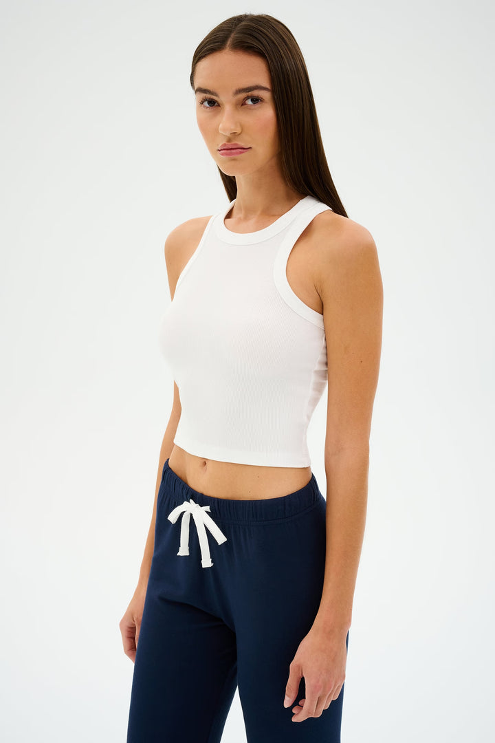 Kiki Rib Crop Tank White