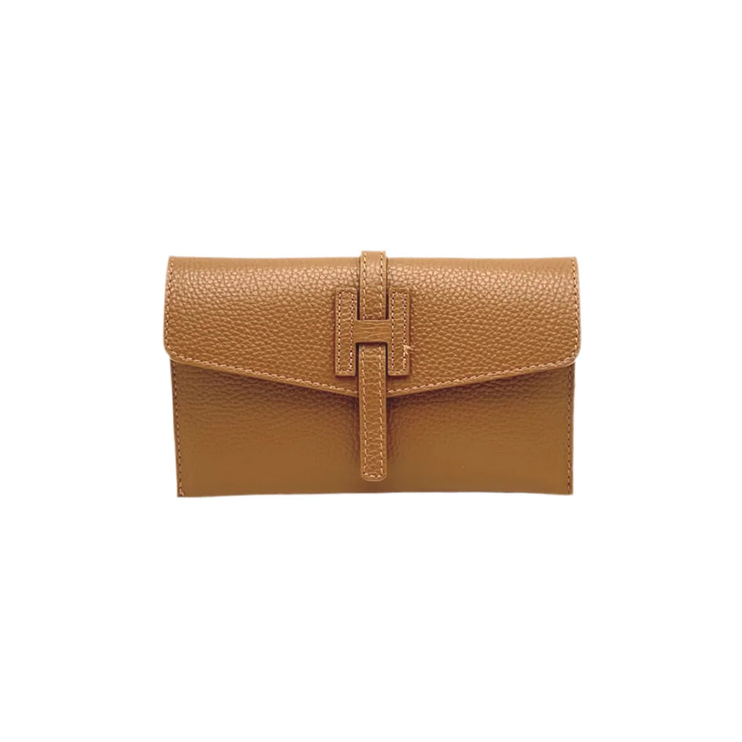 Gigi Genuine Leather Mini Clutch Bag Brown