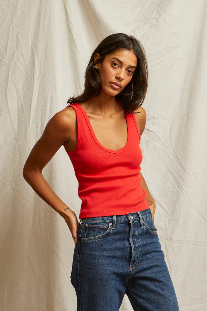 Maria V-Neck Blondie Poppy Red