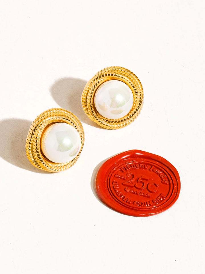 Foire 18K Gold Non-Tarnish Pearl Studs